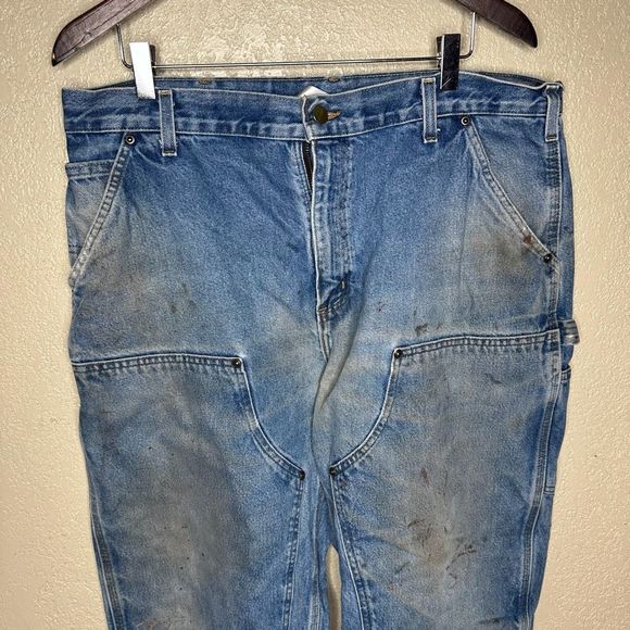 Vintage Carhartt Denim Double Knee Jeans Dungaree Fit 38X30 - Picture 2 of 7